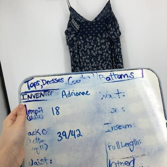 Vince  Camuto Navy Ditsy Floral Liberty geometric Print ruffle midi dress S - Picture 15 of 16